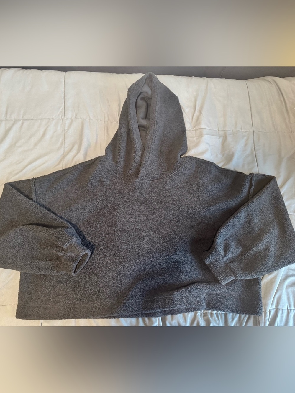 Double Zero Black Fleece Drop Shoulder Cropped Pullover Sweatshirt Size M/L